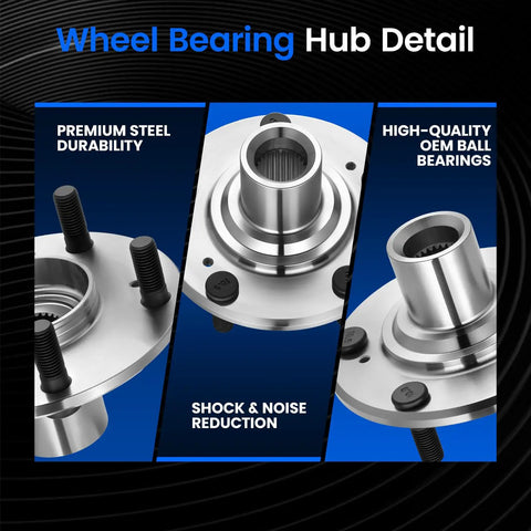 Straight Up Heavy Duty Front Wheel Hub And Bearing Assembly Kit For Honda Civic 2012 To 2015 close-up of premium steel hub with OEM ball bearings.