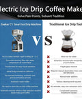 Comparison between Premium Electric Ice Drip Coffee Maker With Glass Carafe And Led Touchscreen and traditional ice drip tools.