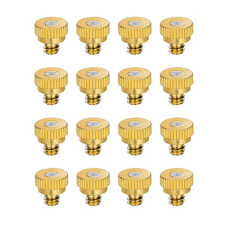 Brass Misting Nozzles 0.15mm Orifice G 3/16 Inch Thread Atomizing Sprayer Nozzles for Outdoor Cooling, 16 Pack