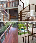 3/16 Inch T316 Stainless Steel Cable Railing Hardware System Kit For Wood Posts Swage Lag Screws installed on outdoor and indoor stairs