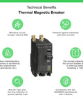 Beefy Bolt On QOB250CP Circuit Breaker With VisiTrip Indicator, overload protection, compatible with NQ and NQOD panelboards
