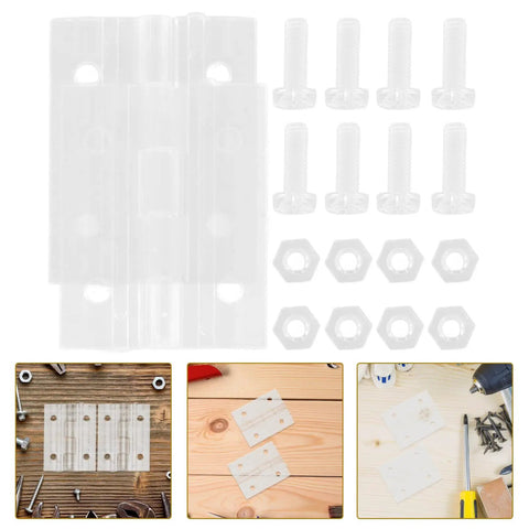 2 Pack Small Acrylic Butt Hinges For Cabinets And Wooden Boxes ScrewFree Folding Cabinet Hinges Set With Accessories