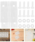 Small Clear Acrylic Door Hinges With Loose Leaf Design for cabinets and jewelry boxes in package with screws and nuts.