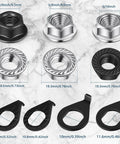 Beefy 24 Piece Bike Wheel Axle Nut And Safety Washer Kit With Three Sizes M8 M10 M16 Flanged Nuts And Washers Displayed