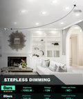 Living room with 12 Pack 6 Inch Ultra Thin LED Recessed Lights With Junction Box 5000K Daylight 13W 120W Equivalent Canless Ceiling