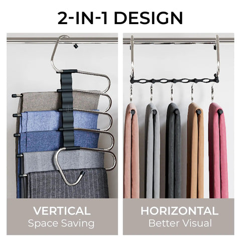 Transform Your Closet Vibe with These Badass Space Saving Pants Hangers 2 Pack The 5 Tier Design Lets You Stack Jeans Slacks and Skirts Like a Pro Non Slip Surface Keeps Everything Secure In Place for a Clean Organization Setup That Just Works
