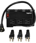 OnQ Half Width Media Enclosure Power Strip For Cable Management, 6 Outlets With 3 IEC C13 And 1 IEC C7 Adapters, Fits PW Series, Black
