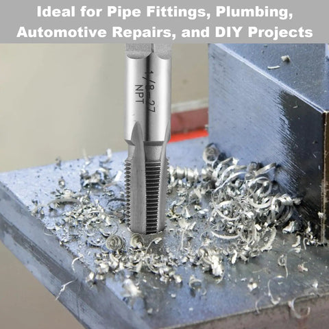 Beefy Pro Grade Pipe Thread Tap And Die Set For One Eighth To One Inch NPT Threads With Taper Taps And Hex Dies, GCr15 Alloy Steel Tool