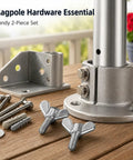 Premium M6 Stainless Steel Wing Nuts, No Sweat Butterfly Thumb Bolts For Flagpole Brackets And Yard Upgrades, showing 2-piece set with wing nuts and mounting hardware.