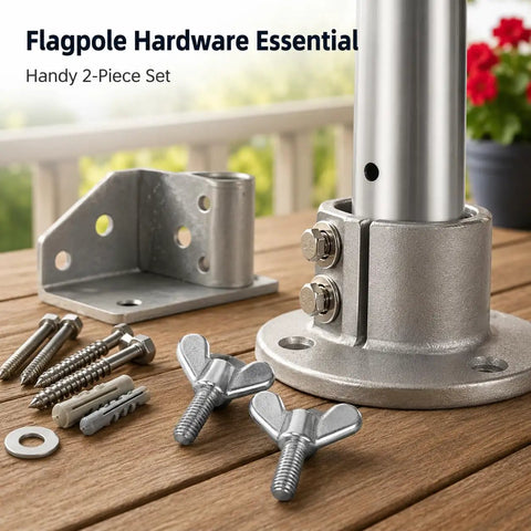 Premium M6 Stainless Steel Wing Nuts, No Sweat Butterfly Thumb Bolts For Flagpole Brackets And Yard Upgrades, showing 2-piece set with wing nuts and mounting hardware.