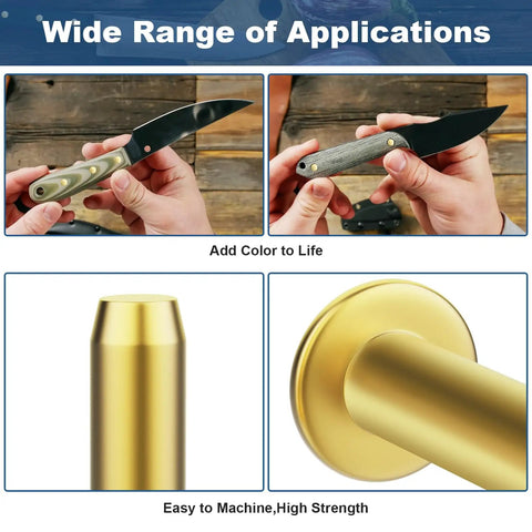 Brass Knife Making Handy Handle Pins Five Sixteenth Inch Head Five Eighth Inch Shaft Rivets For Cutlery 12 Sets in use