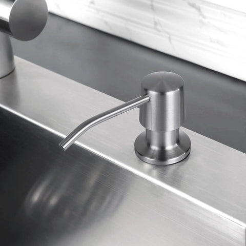 Oil Rubbed Bronze Kitchen Soap Dispenser With Pump, 16 Oz Built In Countertop Dish Soap Dispenser, 4 Inch Spout installed on sink