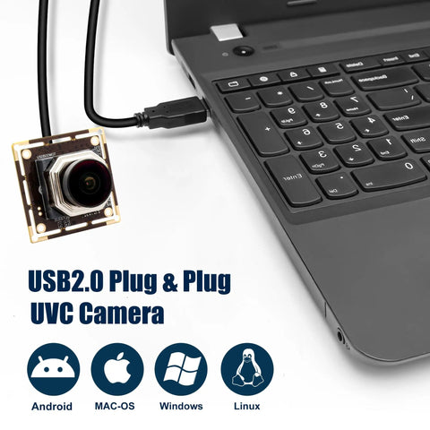 5MP 30FPS Auto Focus USB Camera Module With 138 Degree Wide Angle Fisheye IMX335 Sensor connected to laptop