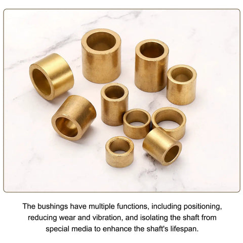 2 Pack Self-Lubricating Sintered Bronze Sleeve Bearings With 20mm Bore, 25mm Outer Diameter, And 12mm Length For Heavy-Duty, Low-Friction Performance In High-Temp Machinery, Tools, And DIY Projects, shown in assorted sizes
