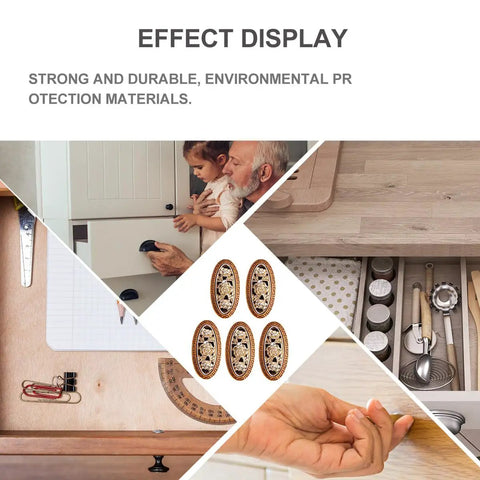 Effect display of Old School Copper Drawer Knobs 5 Pack with Single Hole Cabinet Pull Handles in use