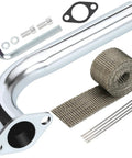 Heavy Duty Exhaust Header Pipe Replacement for Predator 420cc and GX Series Engines with tools and heat shield visible