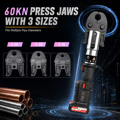 21V Pro Press Tool Kit With Automatic Pressure Control For Copper And PEX Pipes Ultra Fast 3S Crimping Brushless Motor with press jaws