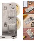 Heavy Duty Stainless Steel Sliding Door Roller With Double Bearing Track Pulley, close-up view showing smooth glide mechanism.
