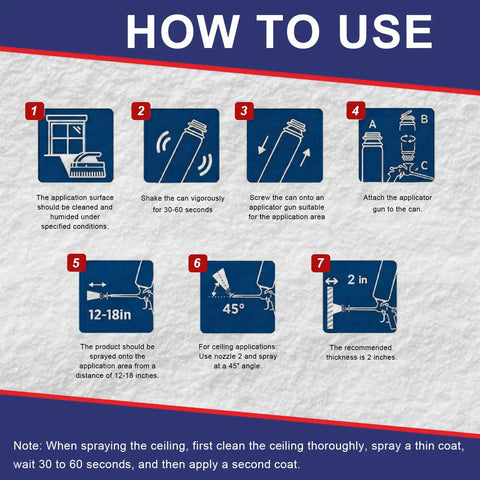 Instructions for Heavy Duty Closed Cell Spray Foam Insulation Kit Self Expanding Polyurethane application steps and guidelines.