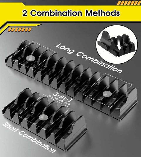 Magnetic Wrench Organizer Set For Tool Box, 50-Piece Modular Wrench Holder With Metric And SAE Labels, showing combination methods