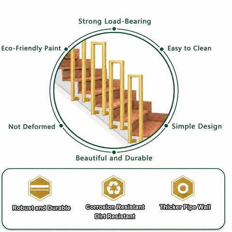 Heavy Duty U Shaped Handrails For Indoor And Outdoor Steps Rock Solid Steel Stair Railing with eco-friendly paint and strong load-bearing design.