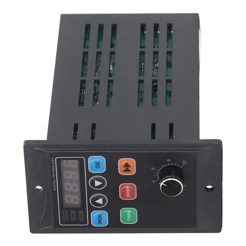 Super Slick Mini Motor VFD Inverter Converts Single Phase Power To Three Phase Output At 400W Variable Frequency Drive With Rock Solid Copper Core For Motors Pumps And Fans Designed For Easy Install And Reliable Power Control, front control panel