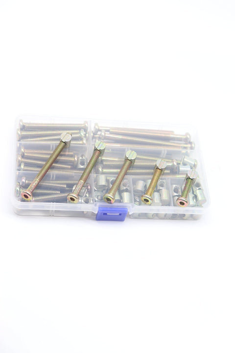 Clear storage box with Crib And Bunk Bed Screws Kit You Need 100 Pcs M6 Hex Socket Bolts 35mm 45mm 55mm 65mm 75mm Plus Barrel Nuts