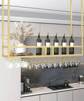 Hanging Wine Glass Rack Ceiling Suspension Holder For Kitchen Bar And Garage Storage Overhead Bottle And Glass Organizer