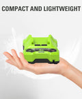 Hand holding compact 24V Battery Charger With Diagnostic LED for 1.5Ah to 5Ah 24V Packs, Plug In And Go Charge
