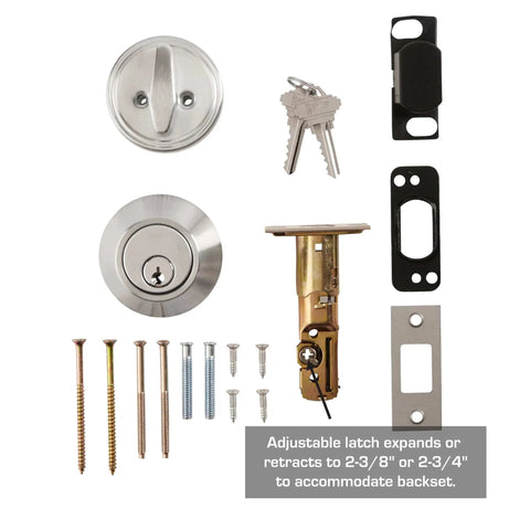 Satin Chrome Single Cylinder Deadbolt Lock For Commercial Security Built Tough ANSI Grade 1 UL Three Hour Fire Rating Interior Or Exterior Use Fits Doors From One And Three Eighths To Two Inches Thick Adjustable Backset Two And Three Eighths Or Two And components