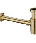 Brass Round Bottle P Trap For Basin Sinks in brushed gold finish, adjustable height waste drain tube kit, leakproof design