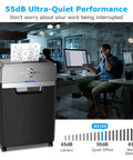 Heavy Duty Office Shredder 24 Sheet Cross Cut P4 High Security 40 Min Continuous Run Time 9 Gallon Bin Ultra Quiet 55dB
