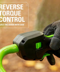 Close-up of reverse torque control on the 80V Brushless Earth Auger And Post Hole Digger With LED Work Lights