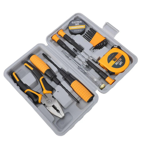 All-Purpose Home Hardware Tool Kit For Furniture Assembly And Electrical Repairs, Lightweight 15-Piece Set With Portable Box