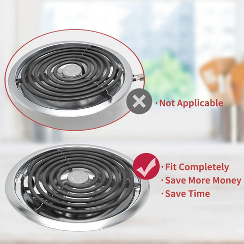 Comparison of burner element before and after with Drip Pans And Burner Element Unit Set For GE Hotpoint Electric Stoves WB30M1 WB30M2 Replacement
