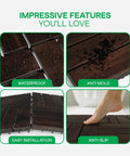 Interlocking Deck Tiles For Indoor And Outdoor Use Waterproof Acacia Wood Patio Tiles Dark Brown Checker Pattern 11.81 Inch