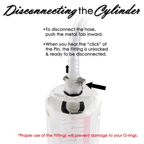 Instruction on disconnecting Pro Grade Ultima Vacuum Pump Handle With Gauge And Protective Rubber Cover fitting with arrows