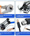 Battery Cable Lug Crimping Tool Set For AWG 10 Up To One Zero With Rotating Die And High Precision Jaws, copper lugs, heat shrink