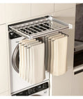 Adjustable Pull Out Trouser Rack For Wardrobe over washing machine, aluminum frame with clothes hanging
