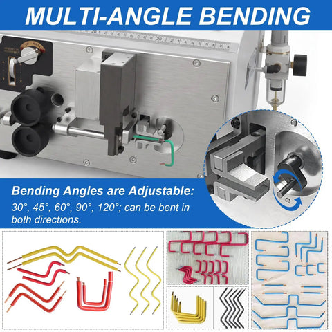 LABFENG Auto Wire Stripping And Cutting Machine For Solid And Stranded Cables Up To 6 Square Bvr Handles 30-10 Awg Copper Electric Tools showing adjustable multi-angle bending for electrical wires.
