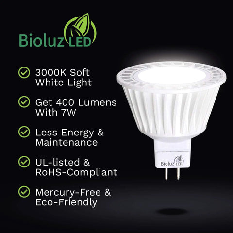 MR16 LED Bulb Dimmable 50W Halogen Replacement, Only 7W, 12V, 3000K Warm White, High CRI, UL Listed, Mercury Free, Instant On