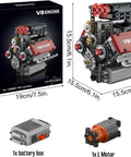 Mini V8 Engine Kit That Really Runs With Battery And Motor, Build Your Own 8 Cylinder STEM Engine Model, realistic piston build with battery box and L motor