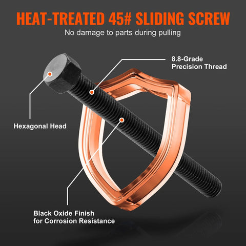 Close-up of heat-treated 45# sliding screw from front wheel drive bearing press kit, showing hexagonal head, precision thread, and finish.