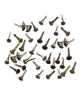 Scattered Idea-ology Metal Mini Fasteners Pack, 99 Pieces, One Quarter Inch, Antique Finishes, for scrapbooking and crafting.