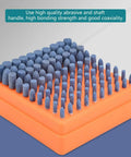 100 Piece Workhorse Polishing Stone Head Set For Grinder Burr Bits With 3mm Shank on orange base