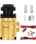 Heavy Duty 12V Electric Fuel Transfer Pump 120 GPH Grab And Go Gasoline And Diesel Siphon Kit With 13 Ft Cigar Plug Plus Clamps components and wires.