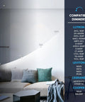 Image showing compatible dimmers for the 3 Inch LED Regressed Canless Spotlight With Swappable Trim Versatile 5Cct Tunable Light, sleek living room.
