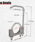 Size details of Beefy Heavy Duty Stainless Steel Exhaust Clamp With Hanger Rod For Two And A Half Inch Exhaust Pipes Seven Inch Hanger Rod Five And A Half Inch Thread M10 Thick Rod Durable Automotive Exhaust System Mounting Clamp