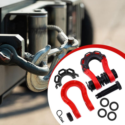 Two Piece D Ring Shackle Set Heavy Duty Universal Truck Off Road Accessories For Trailers And Vehicles Premium Towing Hardware In Red