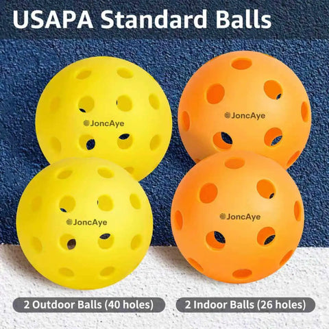 All In One Pickleball Gear Kit With 4 Fiberglass Graphite Paddles, 2 Outdoor Balls, 2 Indoor Balls, Lead Tapes, Bag, And Essentials